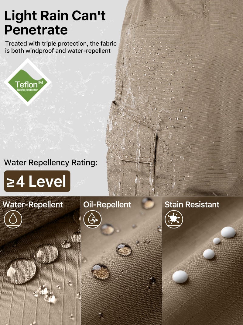 FREE SOLDIER Men's Tactical Pants Water Resistant Ripstop Cargo Work Lightweight EDC Hiking Pants with Multi Pockets (Brown 36W x 32L) - Image 2